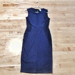 Blank and navy midi dress